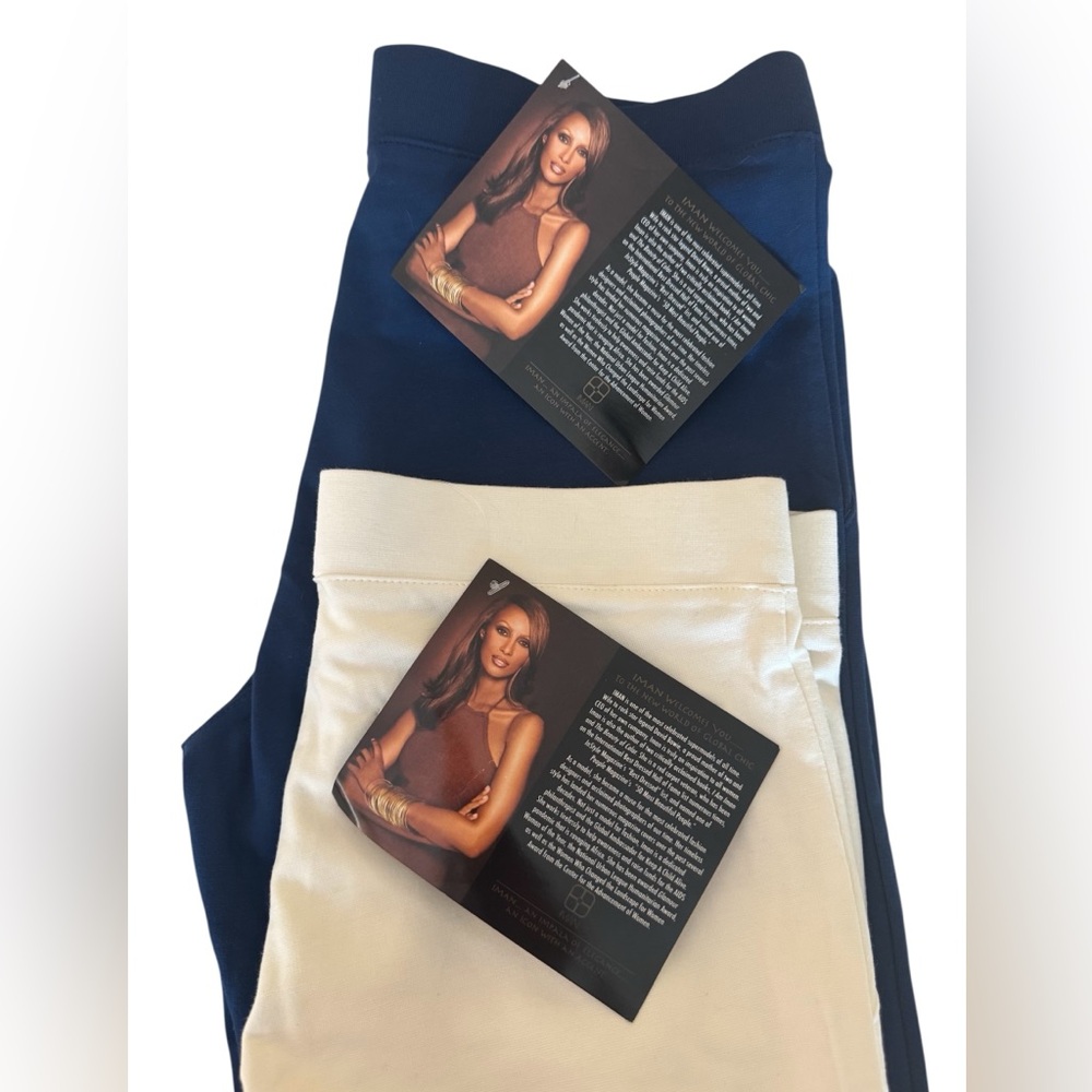 IMAN Global Chic Pants Lot 2 NWT Women’s Small Short Stretch Navy White QVC - Picture 3 of 12